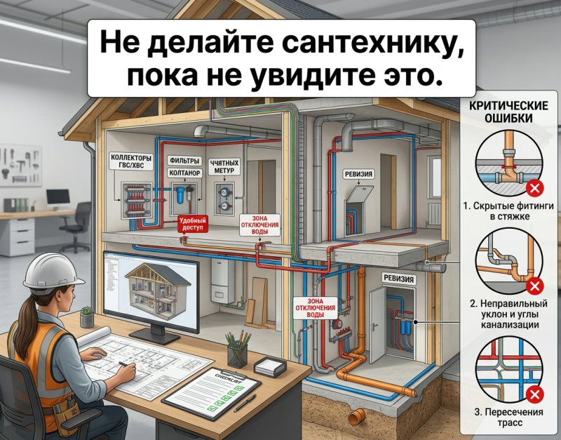 Топ-10 ошибок при проектировании и монтаже сантехники загородного дома 2025