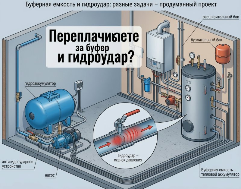 Буферные емкости и защита от гидроудара: сложные вопросы отопления и водоснабжения