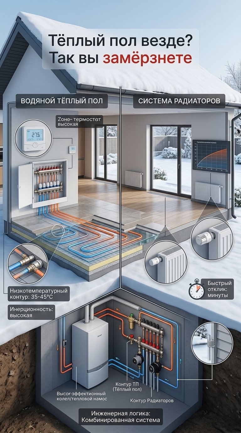 Теплый пол или радиаторы: что лучше для дома 150-300 м² — инженерный разбор