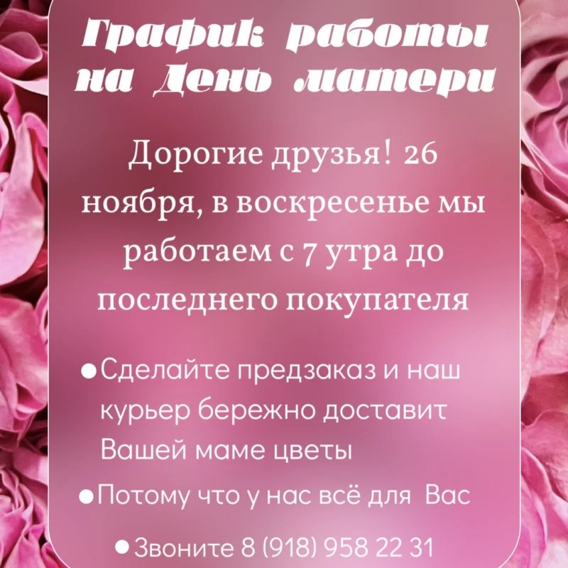 График работы на День матери