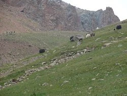 Озеро ледника Маншук Маметовой/ Lake of the Glacier Manshuk Mametovoi