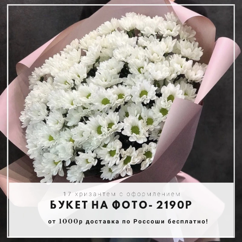 Букет из 17 ромашковых хризантем