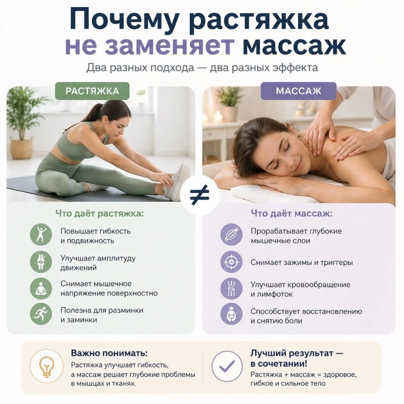 Почему растяжка не заменяет массаж