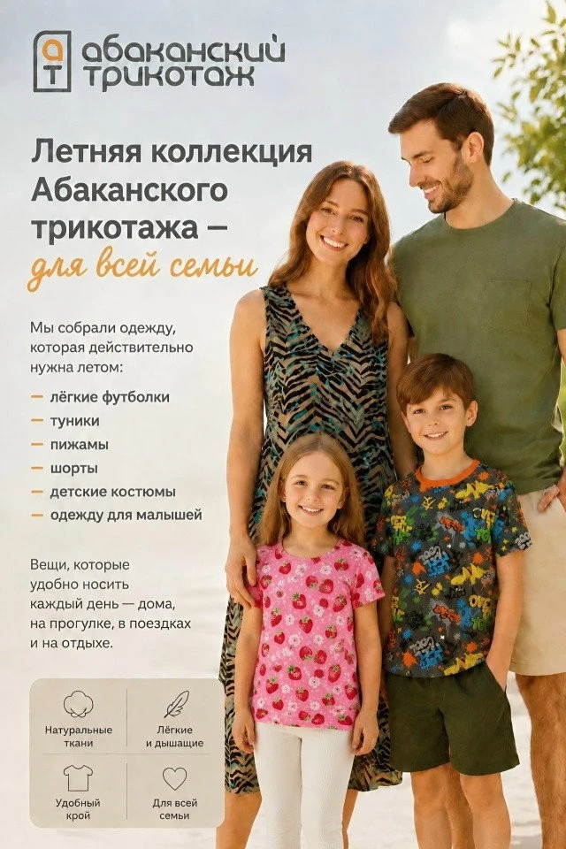Летняя коллекция Абаканского трикотажа — для всей семьи